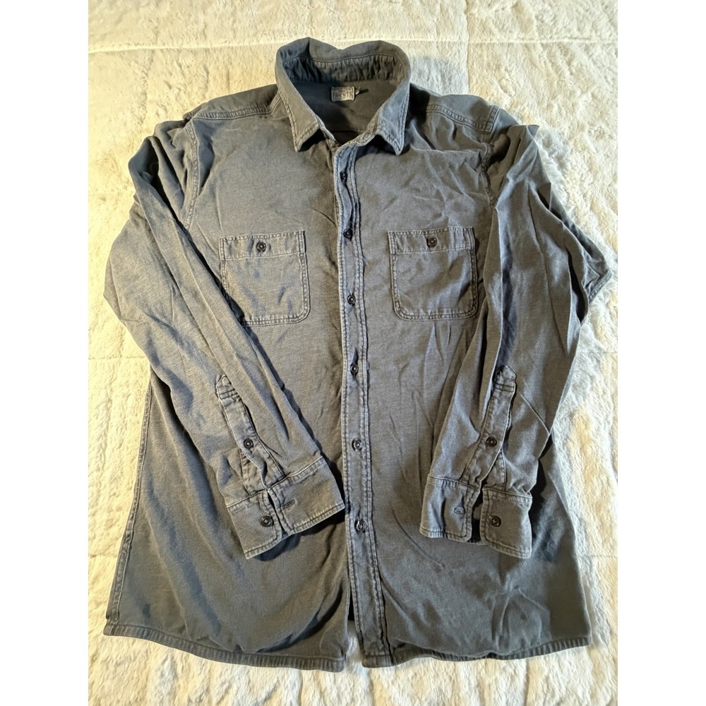 Faherty Brand Men's Knit Seasons Shirt Double Pocket in Washed Black Size L